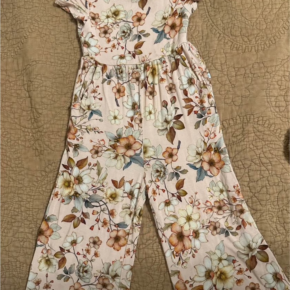 Posh Peanut Floral Jumpsuit in Cream and Brown